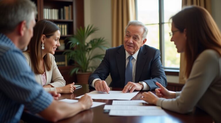 The dedicated legal team at Escondido Probate Law serving Riverside probate matters is pictured conferring with heirs to navigate the probate process to execute vital documents discussing Applying for a Fee Waiver in Probate