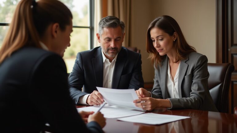 The dedicated legal team at Escondido Probate Law serving Riverside probate matters is pictured conferring with heirs to navigate the probate process to execute vital documents discussing Calculating Estate Value for the Petition