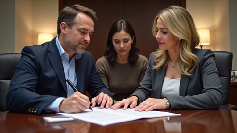 The dedicated legal team at Escondido Probate Law serving Riverside probate matters is pictured conferring with heirs to navigate the probate process to execute vital documents discussing Calculating the Executors Fee