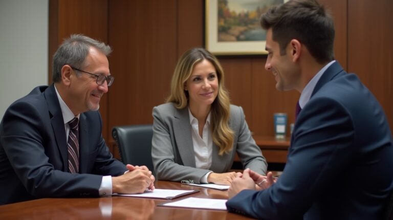 The dedicated legal team at Escondido Probate Law serving Riverside probate matters is pictured conferring with heirs to navigate the probate process to execute vital documents discussing Changing Beneficiaries of Irrevocable Trusts