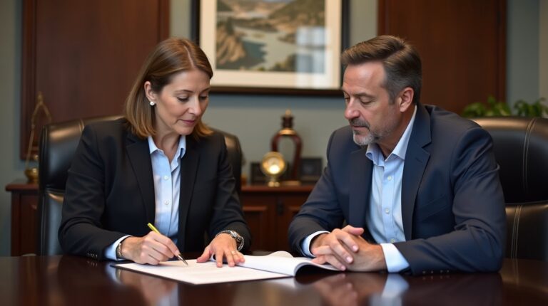 The dedicated legal team at Escondido Probate Law serving Riverside probate matters is pictured conferring with heirs to navigate the probate process to execute vital documents discussing Checking for Liens on Escondido Property