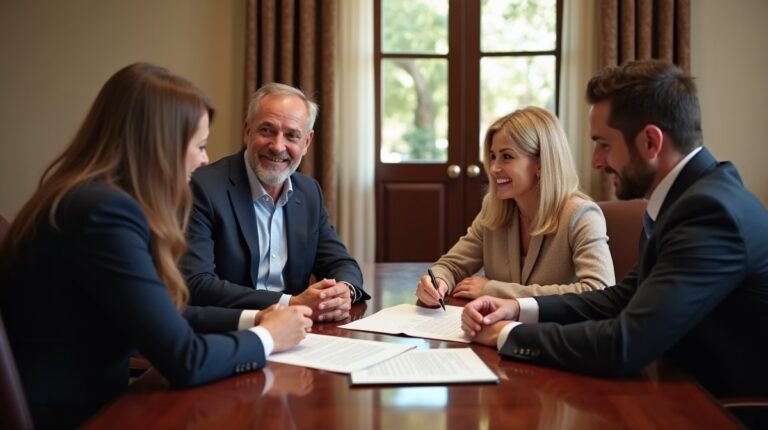 The dedicated legal team at Escondido Probate Law serving Riverside probate matters is pictured conferring with heirs to navigate the probate process to execute vital documents discussing Collecting Rent for the Estate