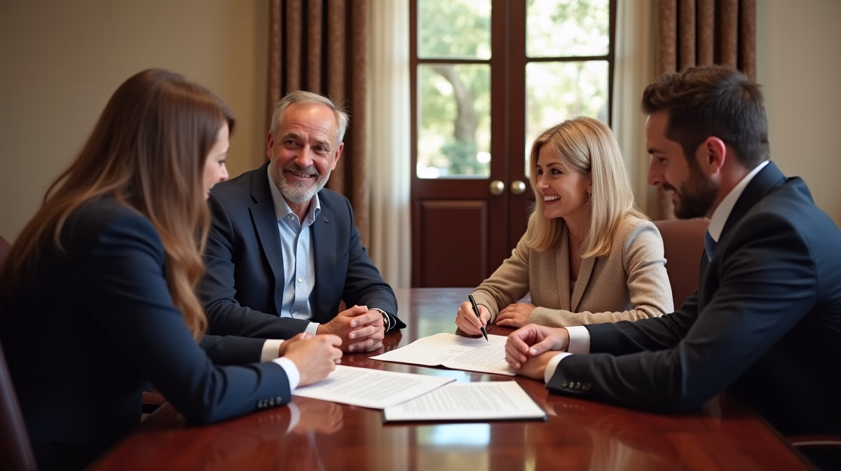 The dedicated legal team at Escondido Probate Law serving Riverside probate matters is pictured conferring with heirs to navigate the probate process to execute vital documents discussing Collecting Rent for the Estate