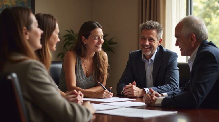 The dedicated legal team at Escondido Probate Law serving Riverside probate matters is pictured conferring with heirs to navigate the probate process to execute vital documents discussing Collecting Wages Without Probate
