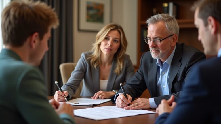 The dedicated legal team at Escondido Probate Law serving Riverside probate matters is pictured conferring with heirs to navigate the probate process to execute vital documents discussing Do I Need Court Approval to Settle Debts