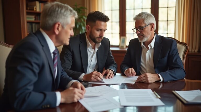 The dedicated legal team at Escondido Probate Law serving Riverside probate matters is pictured conferring with heirs to navigate the probate process to execute vital documents discussing Documenting Beneficiary Communication