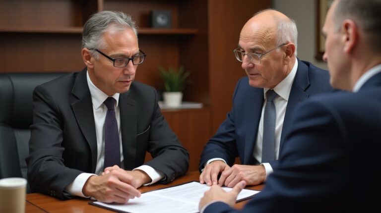 The dedicated legal team at Escondido Probate Law serving Riverside probate matters is pictured conferring with heirs to navigate the probate process to execute vital documents discussing Finding Lost Insurance Policies