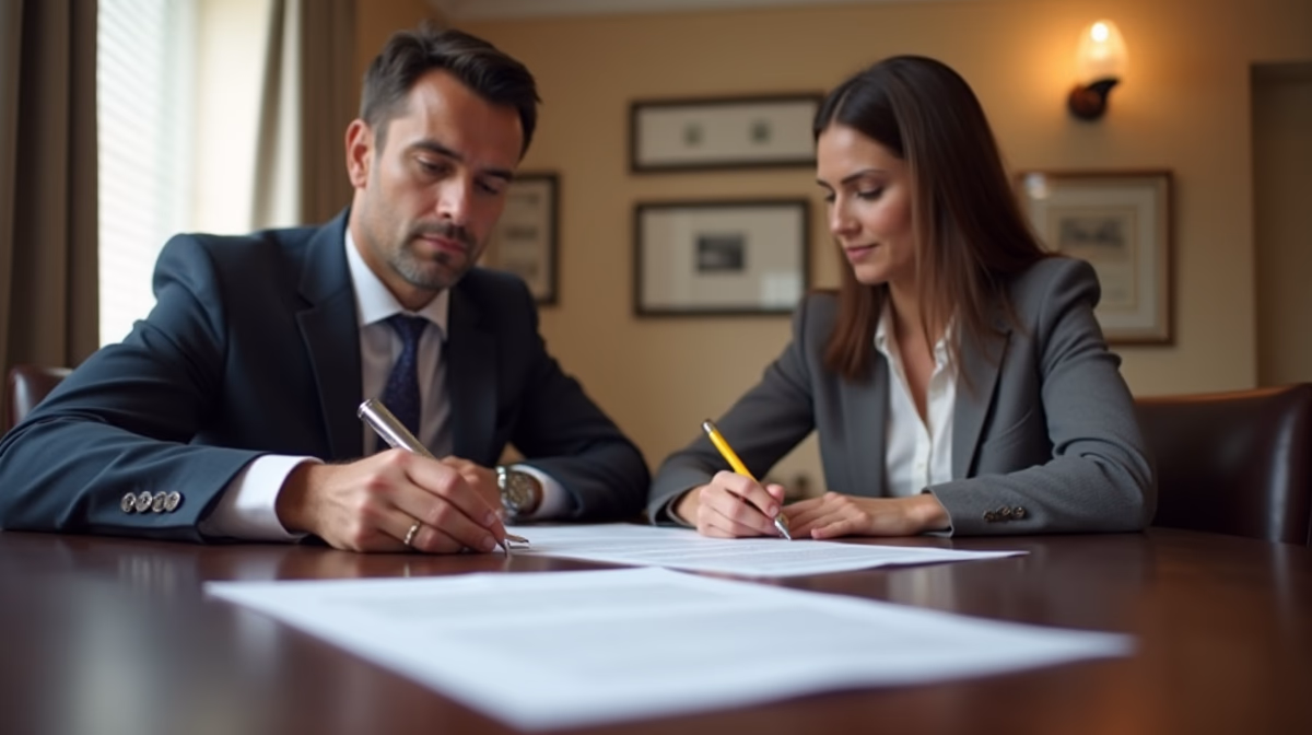 The legal counsel at Escondido Probate Law serving Riverside County estate matters meets with beneficiaries in our Southern California office to execute necessary paperwork discussing Handling Complex Asset Ownership