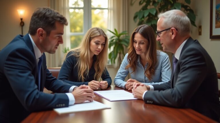 The dedicated legal team at Escondido Probate Law serving Riverside probate matters is pictured conferring with heirs to navigate the probate process to execute vital documents discussing Life Insurance and Probate Limits