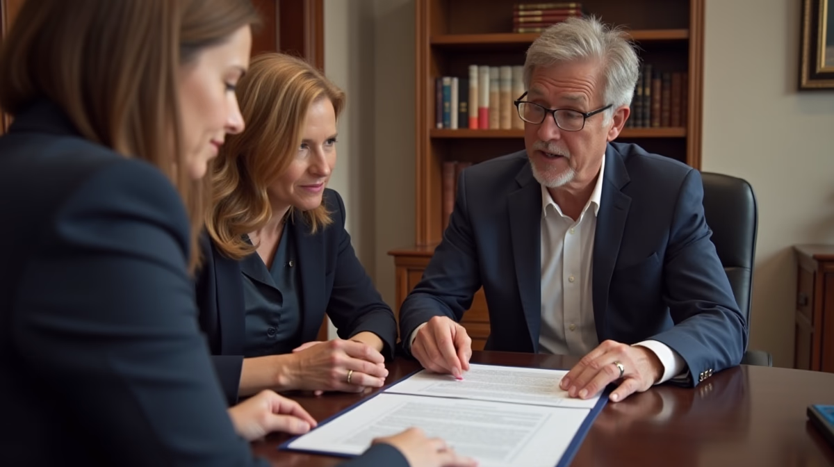 The dedicated legal team at Escondido Probate Law serving Riverside probate matters is pictured conferring with heirs to navigate the probate process to execute vital documents discussing Listing Aliases in Probate Publications