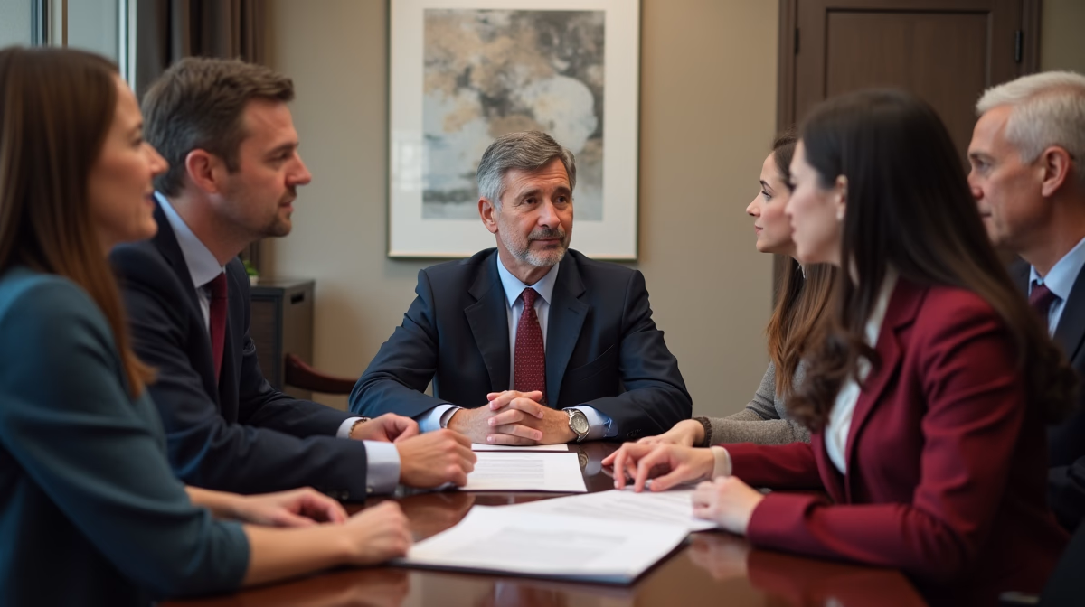The dedicated legal team at Escondido Probate Law serving Riverside probate matters is pictured conferring with heirs to navigate the probate process to execute vital documents discussing Managing Deceaseds Car Insurance