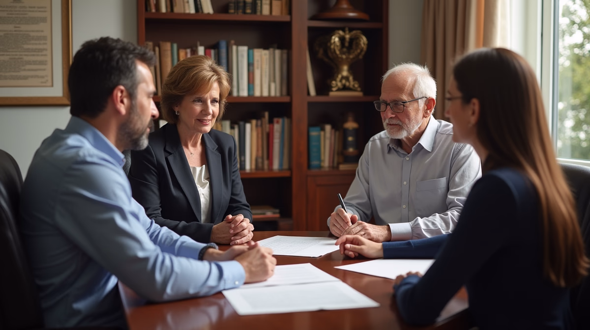 The dedicated legal team at Escondido Probate Law serving Riverside probate matters is pictured conferring with heirs to navigate the probate process to execute vital documents discussing Managing Social Media Memorialization
