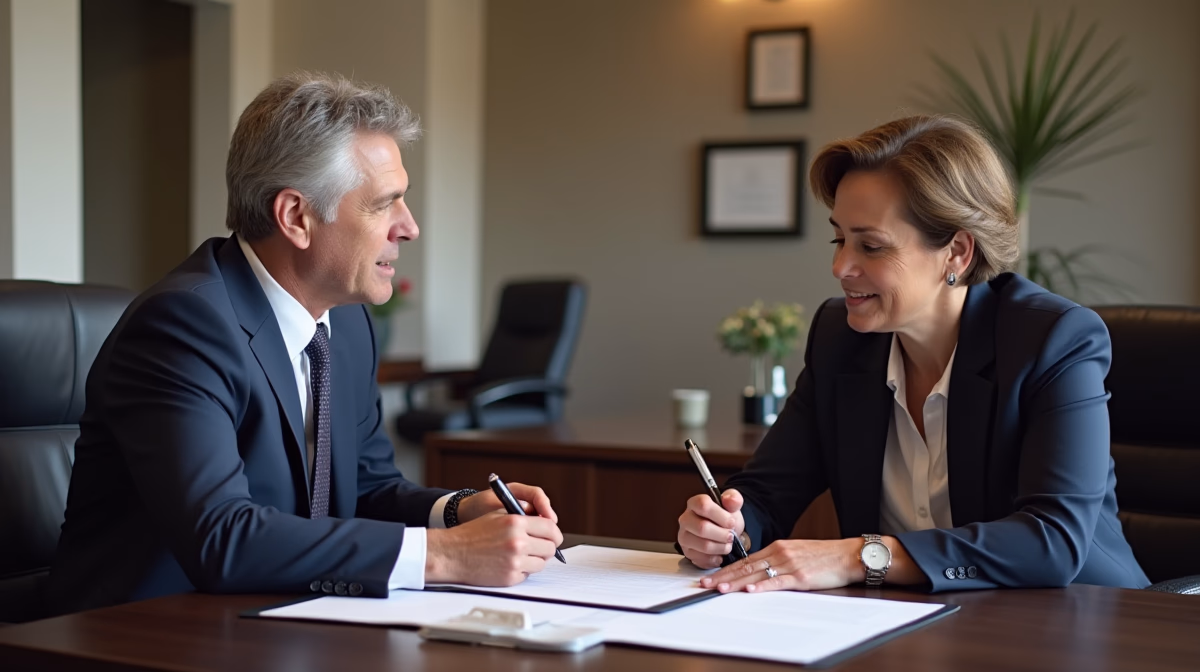 The dedicated legal team at Escondido Probate Law serving Riverside probate matters is pictured conferring with heirs to navigate the probate process to execute vital documents discussing Managing a Escondido Small Business in Probate