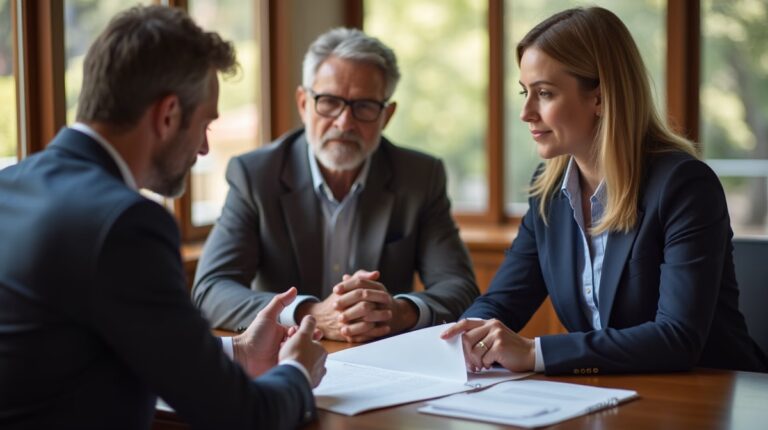 The dedicated legal team at Escondido Probate Law serving Riverside probate matters is pictured conferring with heirs to navigate the probate process to execute vital documents discussing Notifying the Dept of Health Care Services