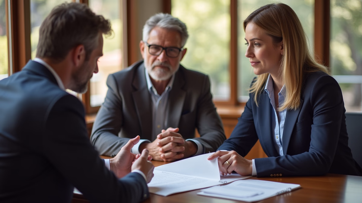 The dedicated legal team at Escondido Probate Law serving Riverside probate matters is pictured conferring with heirs to navigate the probate process to execute vital documents discussing Notifying the Dept of Health Care Services