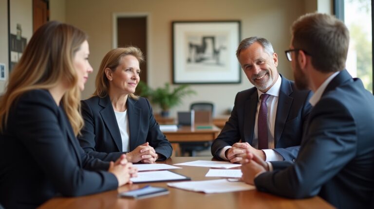 The dedicated legal team at Escondido Probate Law serving Riverside probate matters is pictured conferring with heirs to navigate the probate process to execute vital documents discussing Objecting to Trustee Compensation
