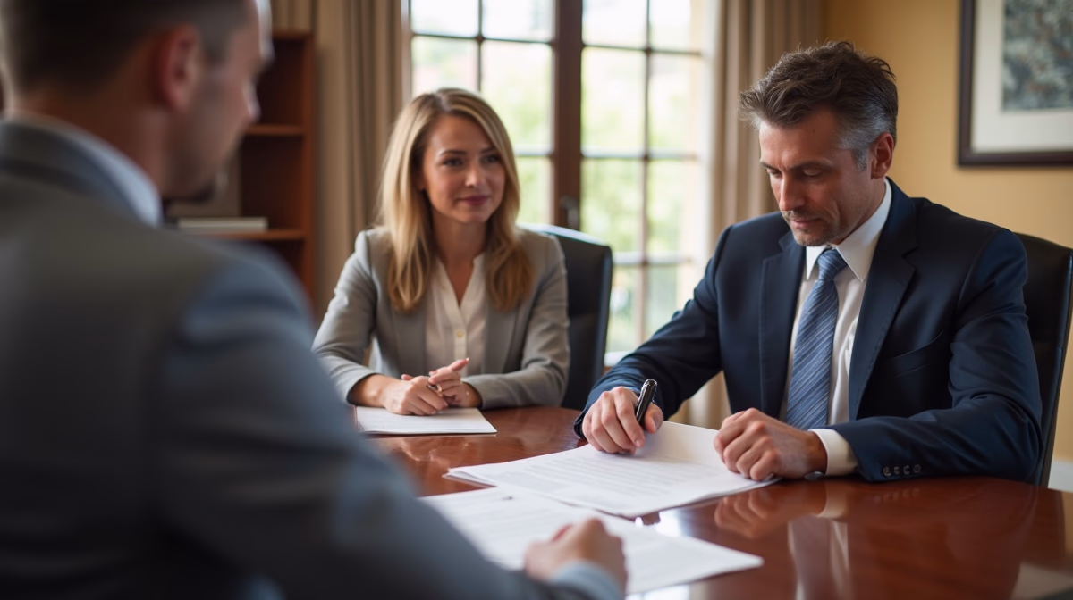 The dedicated legal team at Escondido Probate Law serving Riverside probate matters is pictured conferring with heirs to navigate the probate process to execute vital documents discussing Paying for Pet Care from the Estate