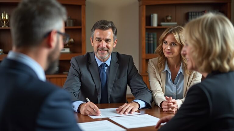 The dedicated legal team at Escondido Probate Law serving Riverside probate matters is pictured conferring with heirs to navigate the probate process to execute vital documents discussing Petition for Family Allowance