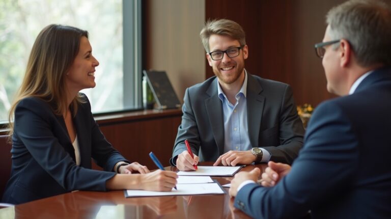 The dedicated legal team at Escondido Probate Law serving Riverside probate matters is pictured conferring with heirs to navigate the probate process to execute vital documents discussing Petition for Substituted Judgment