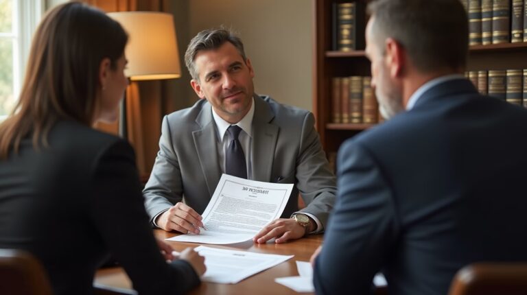 The dedicated legal team at Escondido Probate Law serving Riverside probate matters is pictured conferring with heirs to navigate the probate process to execute vital documents discussing Petition for Succession to Real Property