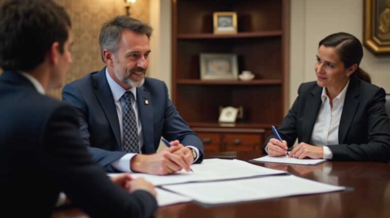 The dedicated legal team at Escondido Probate Law serving Riverside probate matters is pictured conferring with heirs to navigate the probate process to execute vital documents discussing Petition to Determine Heirship