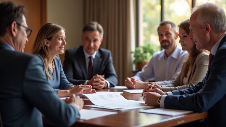 The dedicated legal team at Escondido Probate Law serving Riverside probate matters is pictured conferring with heirs to navigate the probate process to execute vital documents discussing Requesting a Continuance for My Hearing