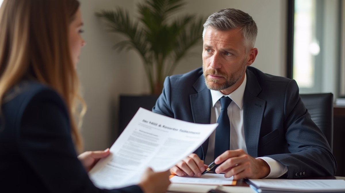 The dedicated legal team at Escondido Probate Law serving Riverside probate matters is pictured conferring with heirs to navigate the probate process to execute vital documents discussing Right to See Trust Tax Returns