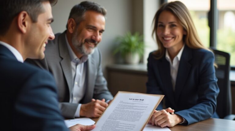 The dedicated legal team at Escondido Probate Law serving Riverside probate matters is pictured conferring with heirs to navigate the probate process to execute vital documents discussing Right to a Preliminary Distribution