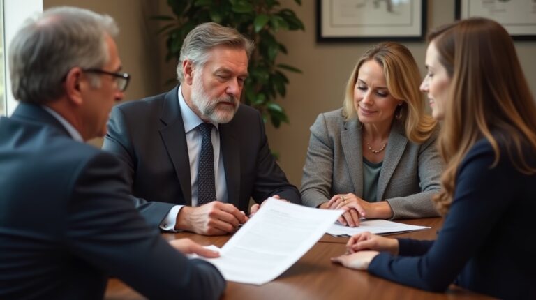 The dedicated legal team at Escondido Probate Law serving Riverside probate matters is pictured conferring with heirs to navigate the probate process to execute vital documents discussing Right to a Trust Accounting