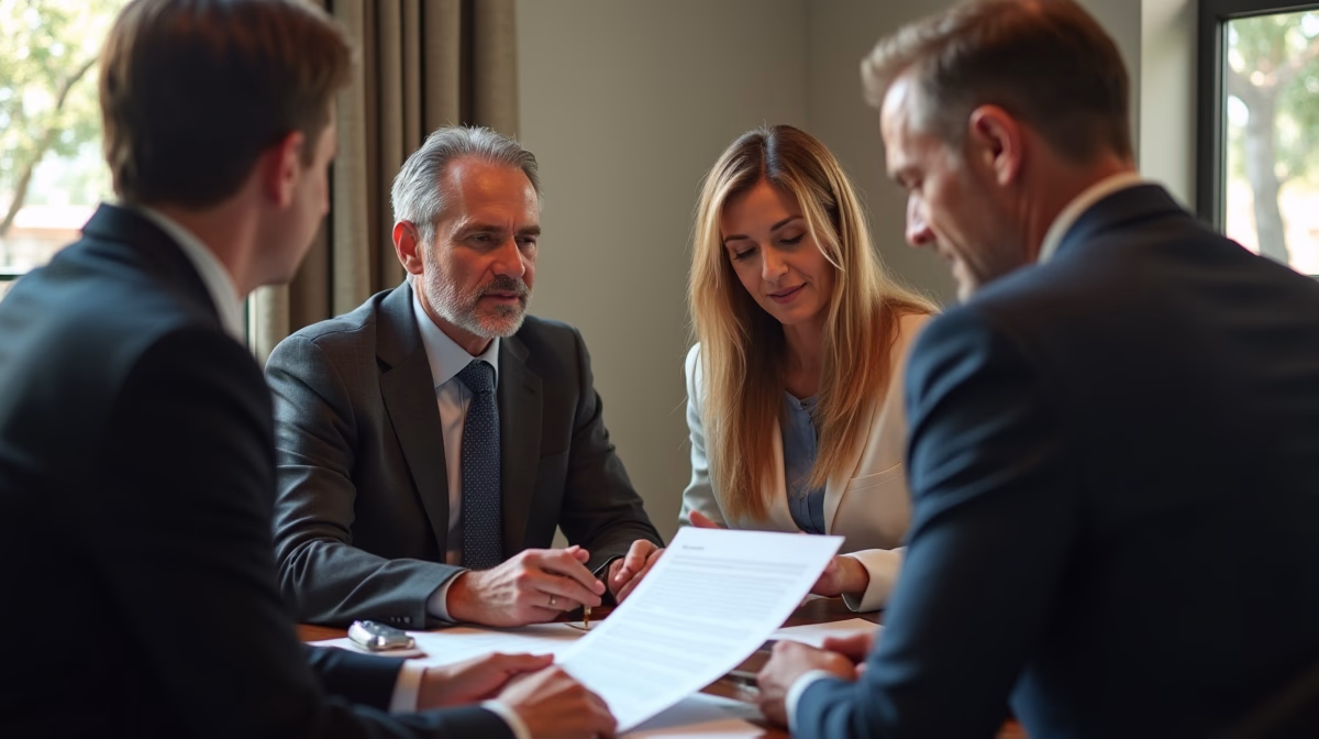 The dedicated legal team at Escondido Probate Law serving Riverside probate matters is pictured conferring with heirs to navigate the probate process to execute vital documents discussing Serving Notice to Heirs Abroad