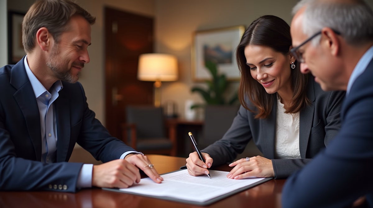 The dedicated legal team at Escondido Probate Law serving Riverside probate matters is pictured conferring with heirs to navigate the probate process to execute vital documents discussing Settling a Will Contest Out of Court