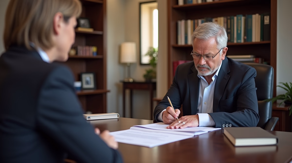 The dedicated legal team at Escondido Probate Law serving Riverside probate matters is pictured conferring with heirs to navigate the probate process to execute vital documents discussing Small Estate Affidavit for Bank Accounts