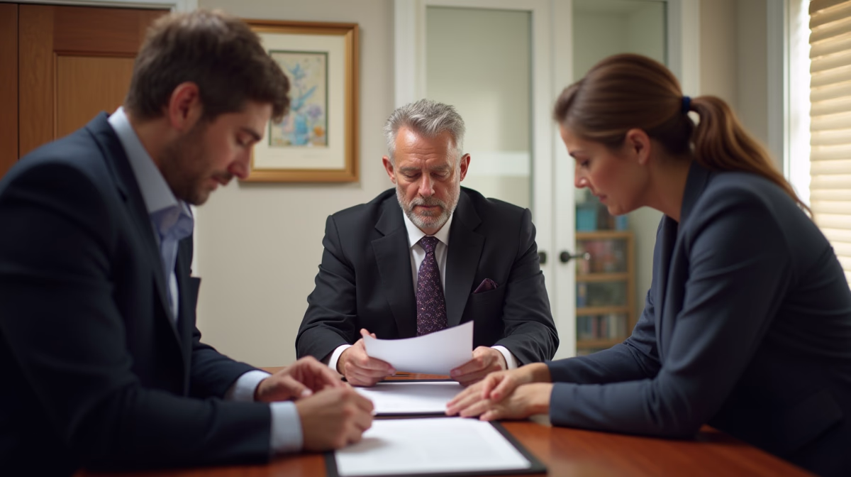 The dedicated legal team at Escondido Probate Law serving Riverside probate matters is pictured conferring with heirs to navigate the probate process to execute vital documents discussing Small Estate Affidavit for Timeshares