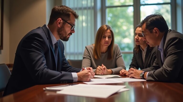 The dedicated legal team at Escondido Probate Law serving Riverside probate matters is pictured conferring with heirs to navigate the probate process to execute vital documents discussing Stopping a Trustee from Selling Real Estate