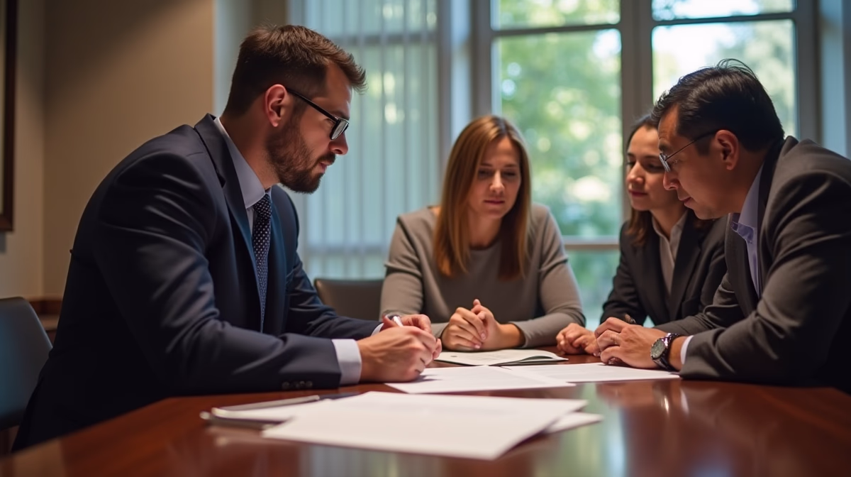 The dedicated legal team at Escondido Probate Law serving Riverside probate matters is pictured conferring with heirs to navigate the probate process to execute vital documents discussing Stopping a Trustee from Selling Real Estate