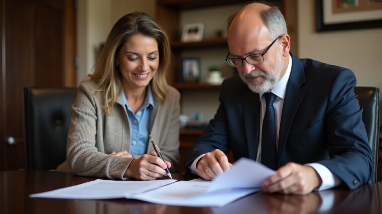 The dedicated legal team at Escondido Probate Law serving Riverside probate matters is pictured conferring with heirs to navigate the probate process to execute vital documents discussing Succession to Real Property Petition