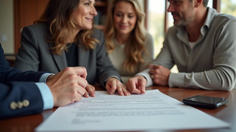 The dedicated legal team at Escondido Probate Law serving Riverside probate matters is pictured conferring with heirs to navigate the probate process to execute vital documents discussing Survivorship and Avoiding Probate