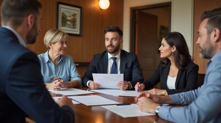 The legal counsel at Escondido Probate Law serving Riverside County estate matters meets with beneficiaries in our Southern California office to execute necessary paperwork discussing Tax Implications of Escondido Real Estate Settlements