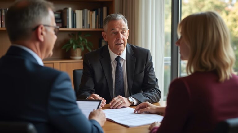 The dedicated legal team at Escondido Probate Law serving Riverside probate matters is pictured conferring with heirs to navigate the probate process to execute vital documents discussing Vacancy Insurance for Escondido Probate Homes