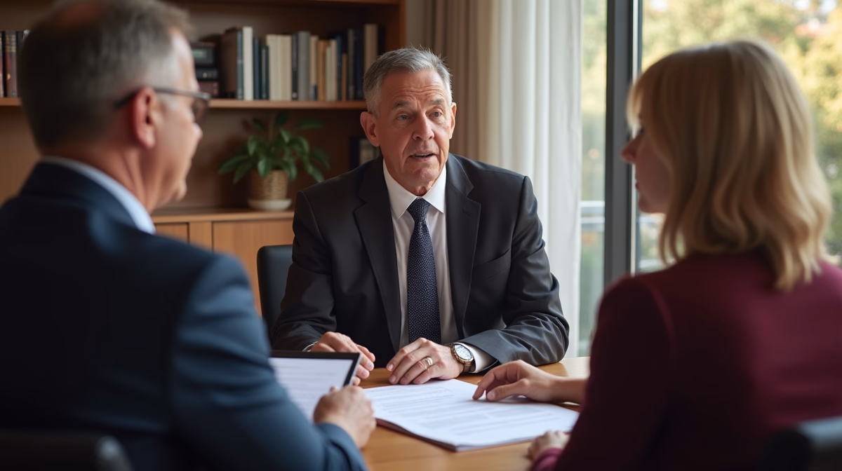 The dedicated legal team at Escondido Probate Law serving Riverside probate matters is pictured conferring with heirs to navigate the probate process to execute vital documents discussing Vacancy Insurance for Escondido Probate Homes