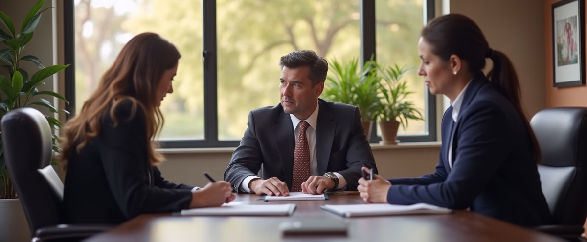 The legal counsel at Escondido Probate Law serving Riverside County estate matters meets with beneficiaries in our Southern California office to execute necessary paperwork discussing What Happens to Business Ownership When You Die Without a Trust Transfer