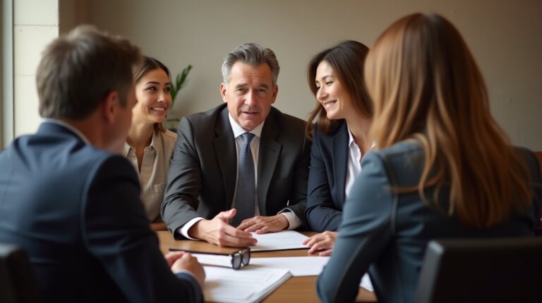 The dedicated legal team at Escondido Probate Law serving Riverside probate matters is pictured conferring with heirs to navigate the probate process to execute vital documents discussing What Info Must Trustees Provide Annually