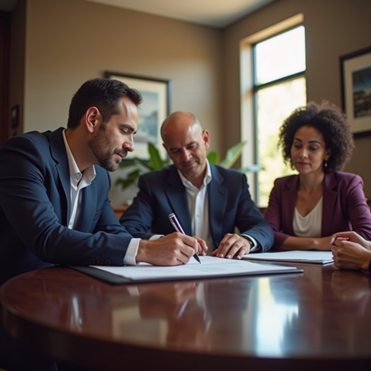 The dedicated legal team at Escondido Probate Law serving Riverside probate matters is pictured conferring with heirs to navigate the probate process to execute vital documents discussing What Makes Probate Court Unique