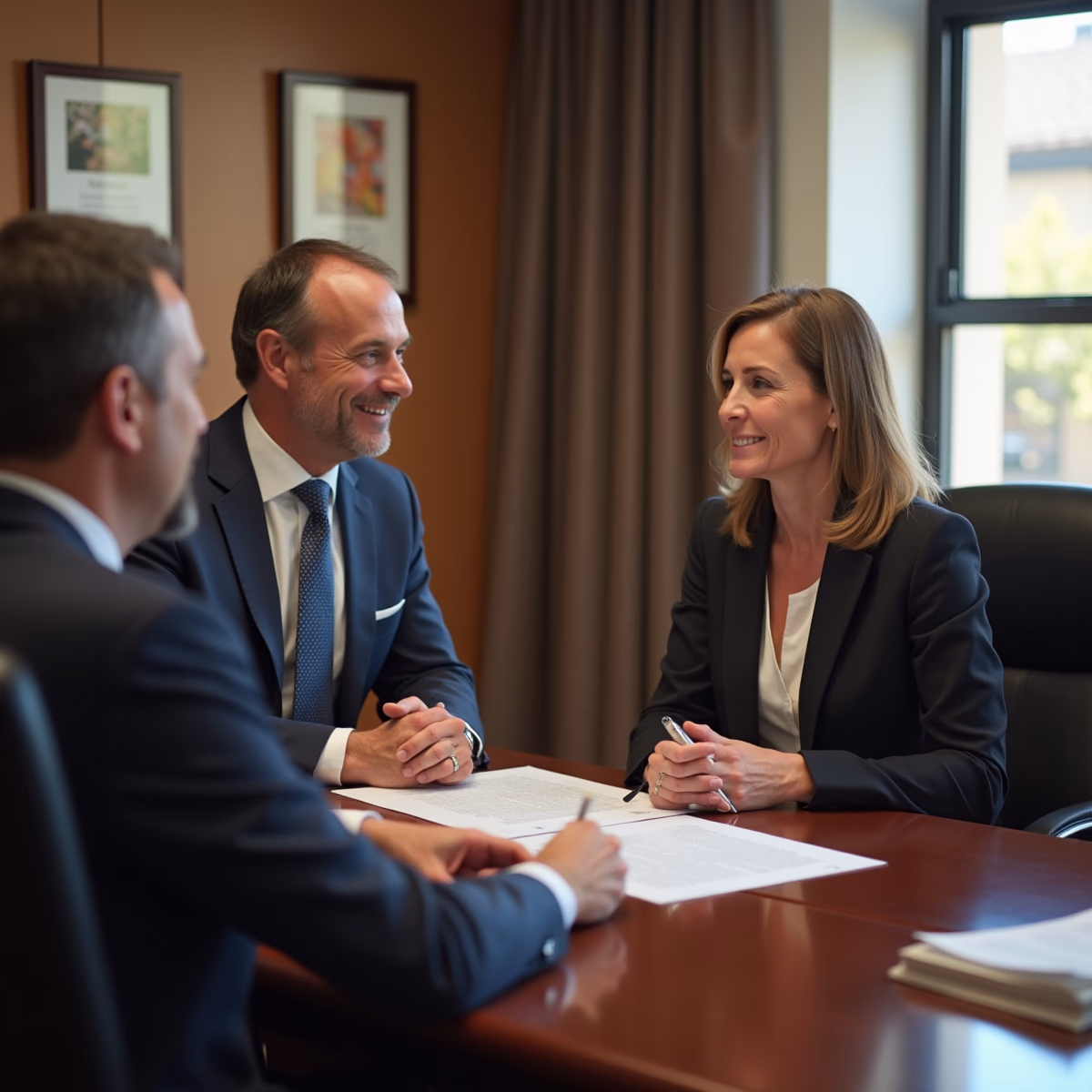 The dedicated legal team at Escondido Probate Law serving Riverside probate matters is pictured conferring with heirs to navigate the probate process to execute vital documents discussing What are the legal challenges in managing someones social media after their death
