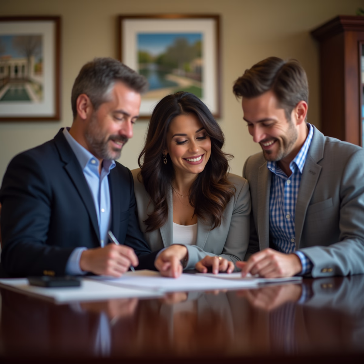 The dedicated legal team at Escondido Probate Law serving Riverside probate matters is pictured conferring with heirs to navigate the probate process to execute vital documents discussing What assets can I transfer using a Small Estate Affidavit