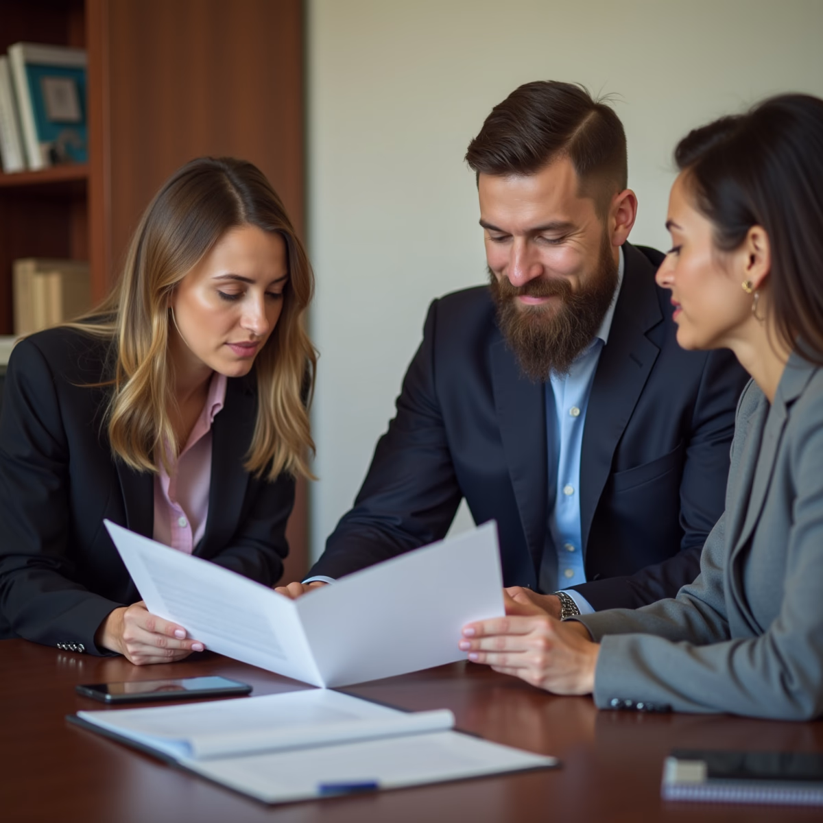The dedicated legal team at Escondido Probate Law serving Riverside probate matters is pictured conferring with heirs to navigate the probate process to execute vital documents discussing What determines whether a California probate estate closes smoothly or turns into litigation