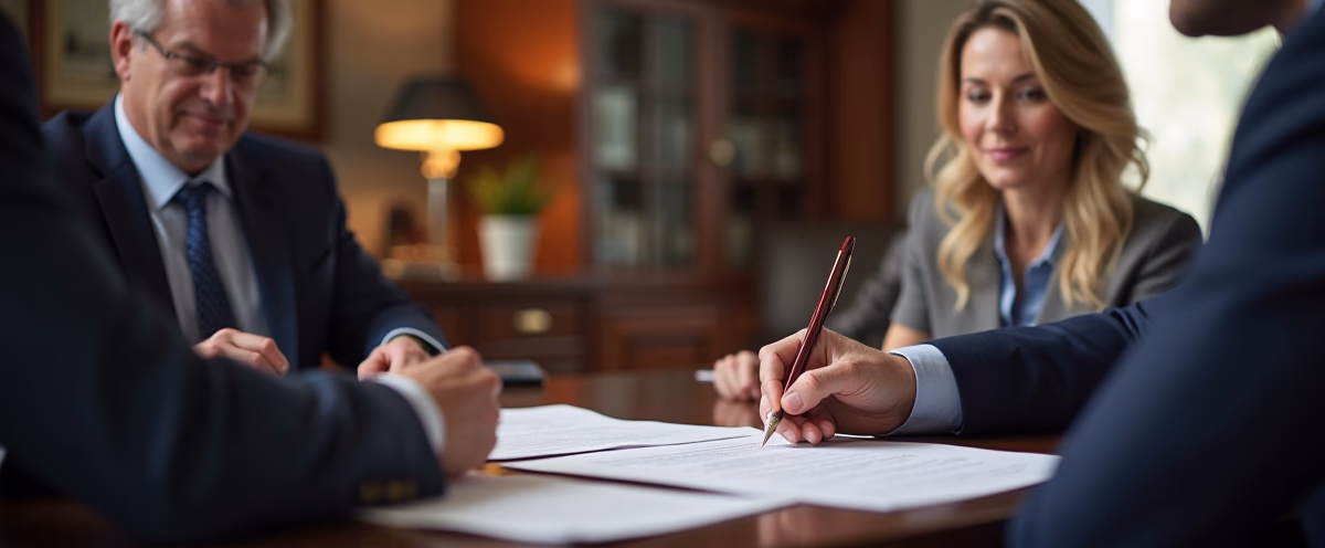 The legal counsel at Escondido Probate Law serving Riverside County estate matters meets with beneficiaries in our Southern California office to execute necessary paperwork discussing What happens to community property when one spouse dies