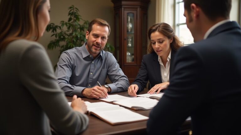 The dedicated legal team at Escondido Probate Law serving Riverside probate matters is pictured conferring with heirs to navigate the probate process to execute vital documents discussing What is a Decree of Final Distribution